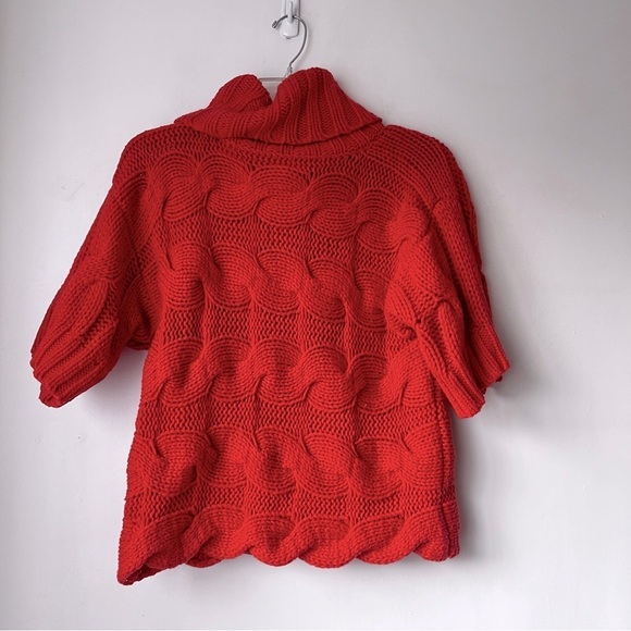 French Connection Red Orange Short Sleeve Turtle Neck Sweater M - Picture 4 of 4